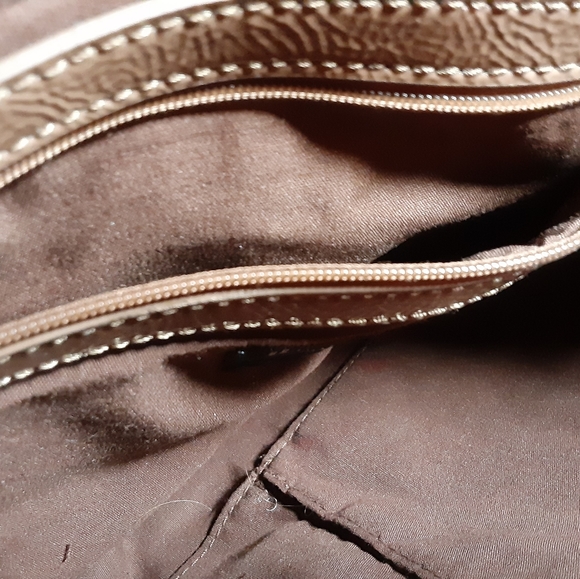 Naturalizer Shiny Faux Patent Leather Light Tan Taupe Handbag Purse - Picture 12 of 16